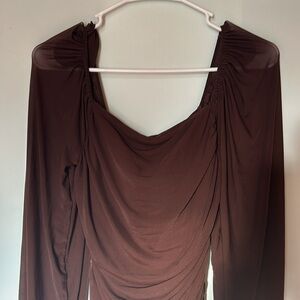 Brown long sleeve homecoming dress